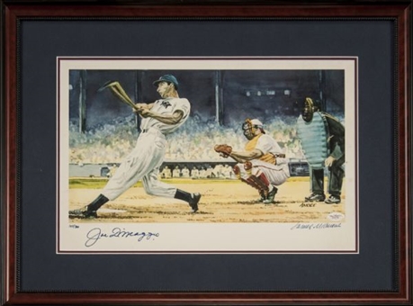 Joe DiMaggio Signed Framed and Matted Limited Edition James Amore Print
